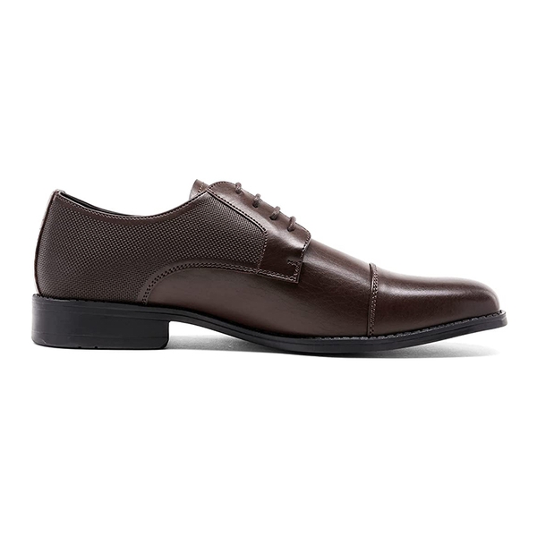 Men's Cap-Toe PU Leather Oxford Shoes - DARK BROWN - 2